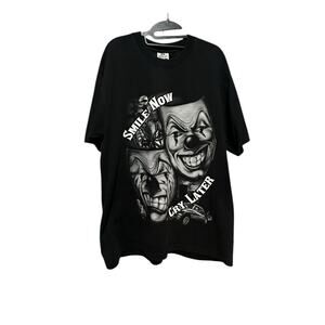 Vintage Smile Now Cry Later Graphic T-Shirt Streetwear Supply Size X Large